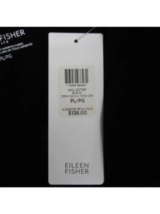 Eileen Fisher Dress $138 Sz LP Black Round Neck Organic Cotton Dress - Picture 6 of 11